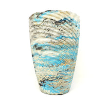 Marbled Concrete Vase Large Geometric - Blue Gold and Black Marbling - Indoor/Outdoor Plant Pot