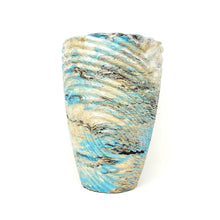 Marbled Concrete Vase Large Geometric - Blue Gold and Black Marbling - Indoor/Outdoor Plant Pot