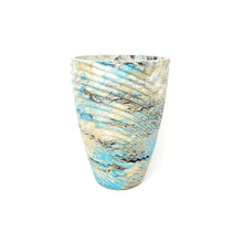 Marbled Concrete Vase Large Geometric - Blue Gold and Black Marbling - Indoor/Outdoor Plant Pot