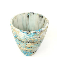 Marbled Concrete Vase Large Geometric - Blue Gold and Black Marbling - Indoor/Outdoor Plant Pot