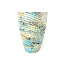 Marbled Concrete Vase Large Geometric - Blue Gold and Black Marbling - Indoor/Outdoor Plant Pot