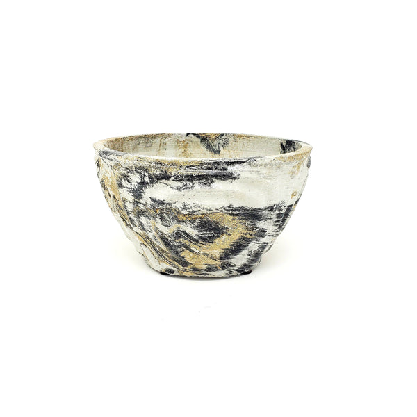 Marbled Concrete Wave Bowl Planter | Geometric Design | Indoor/Outdoor Plant Pot | Multiple Color Options