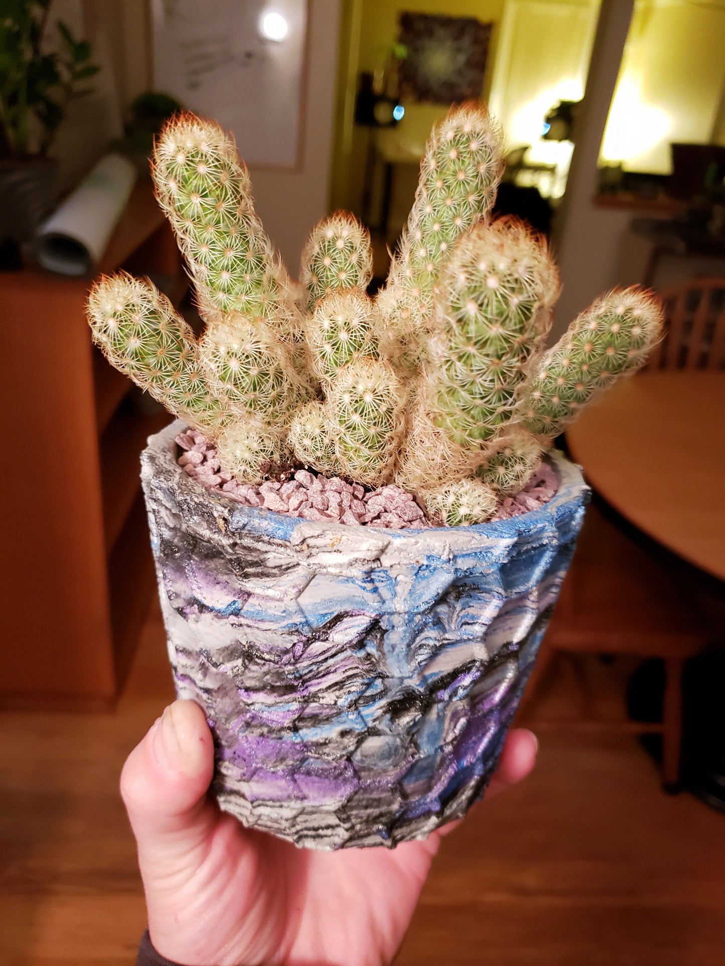 Concrete Planter Honeycomb Geometric - Indoor/Outdoor Plant Pot