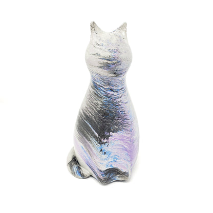 Concrete Cat Statue - Blue Purple Black - Garden Decor