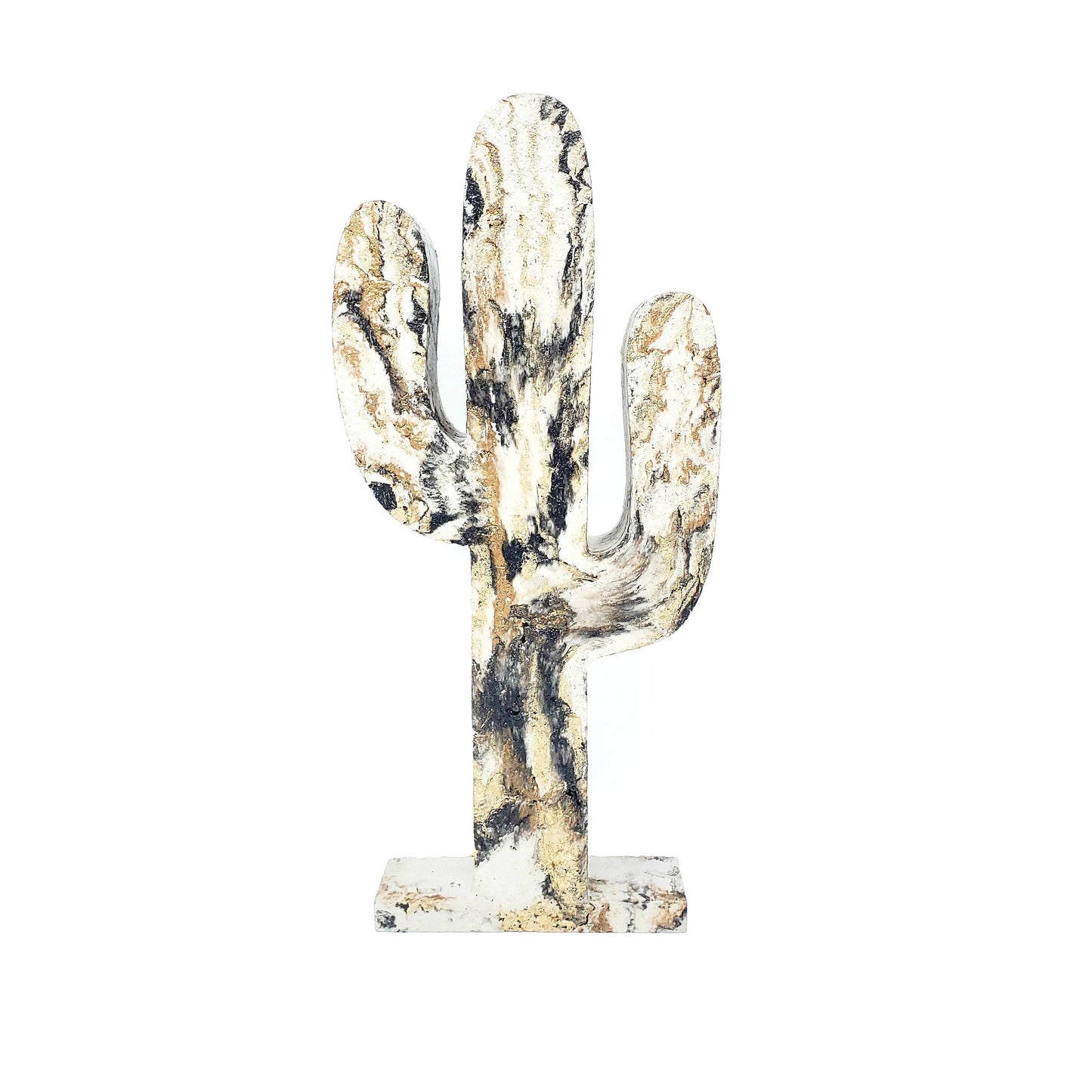 Concrete Cactus Statue - Gold Brown Black - Garden Decor