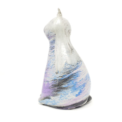 Concrete Cat Statue - Blue Purple Black - Garden Decor