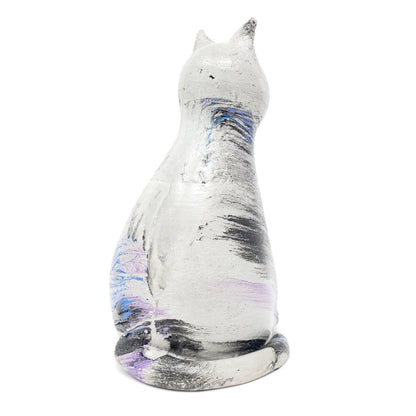 Concrete Cat Statue - Blue Purple Black - Garden Decor