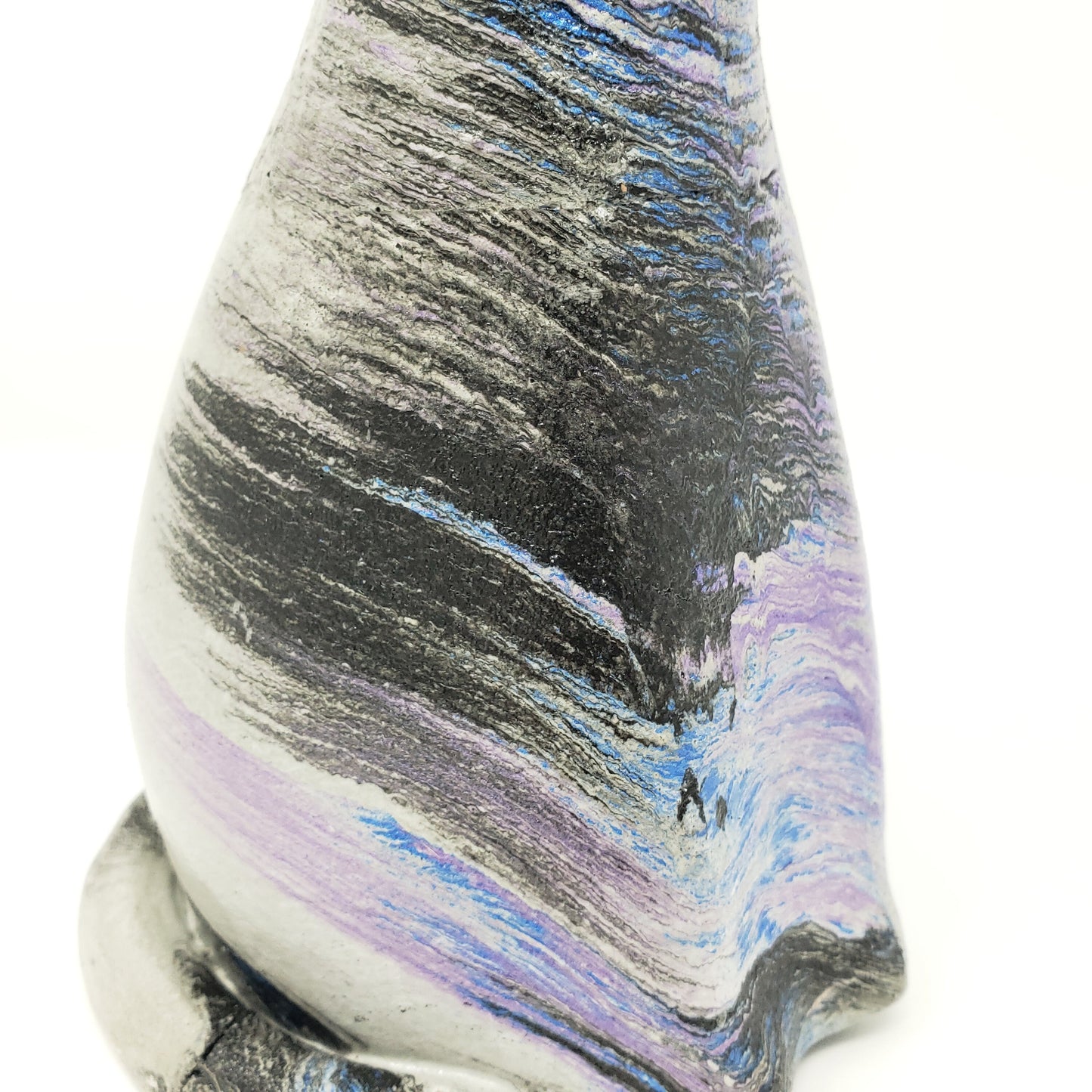 Concrete Cat Statue - Blue Purple Black - Garden Decor