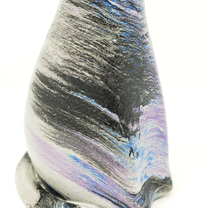 Concrete Cat Statue - Blue Purple Black - Garden Decor
