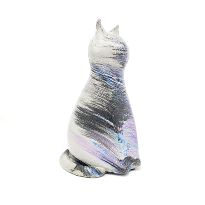 Concrete Cat Statue - Blue Purple Black - Garden Decor