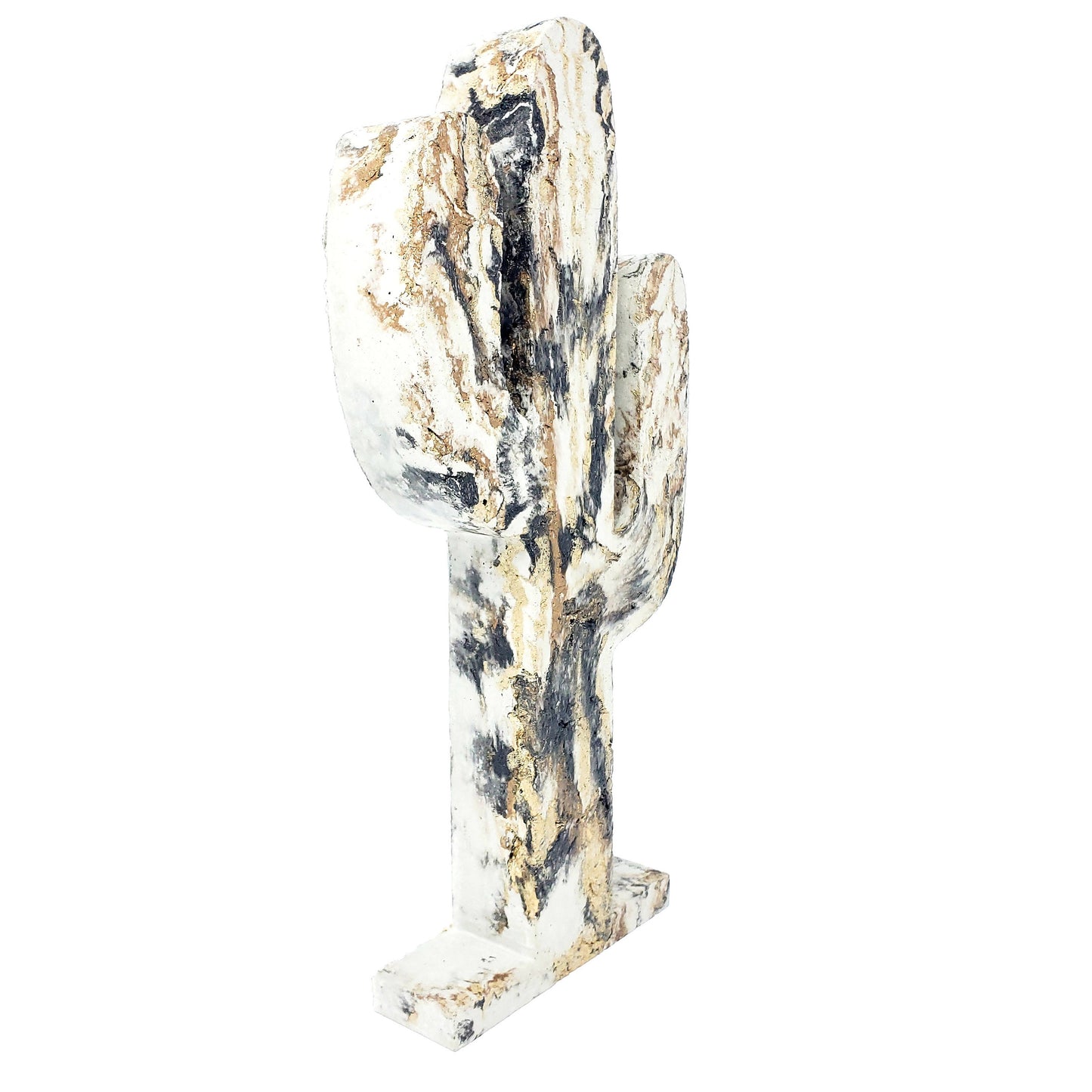 Concrete Cactus Statue - Gold Brown Black - Garden Decor