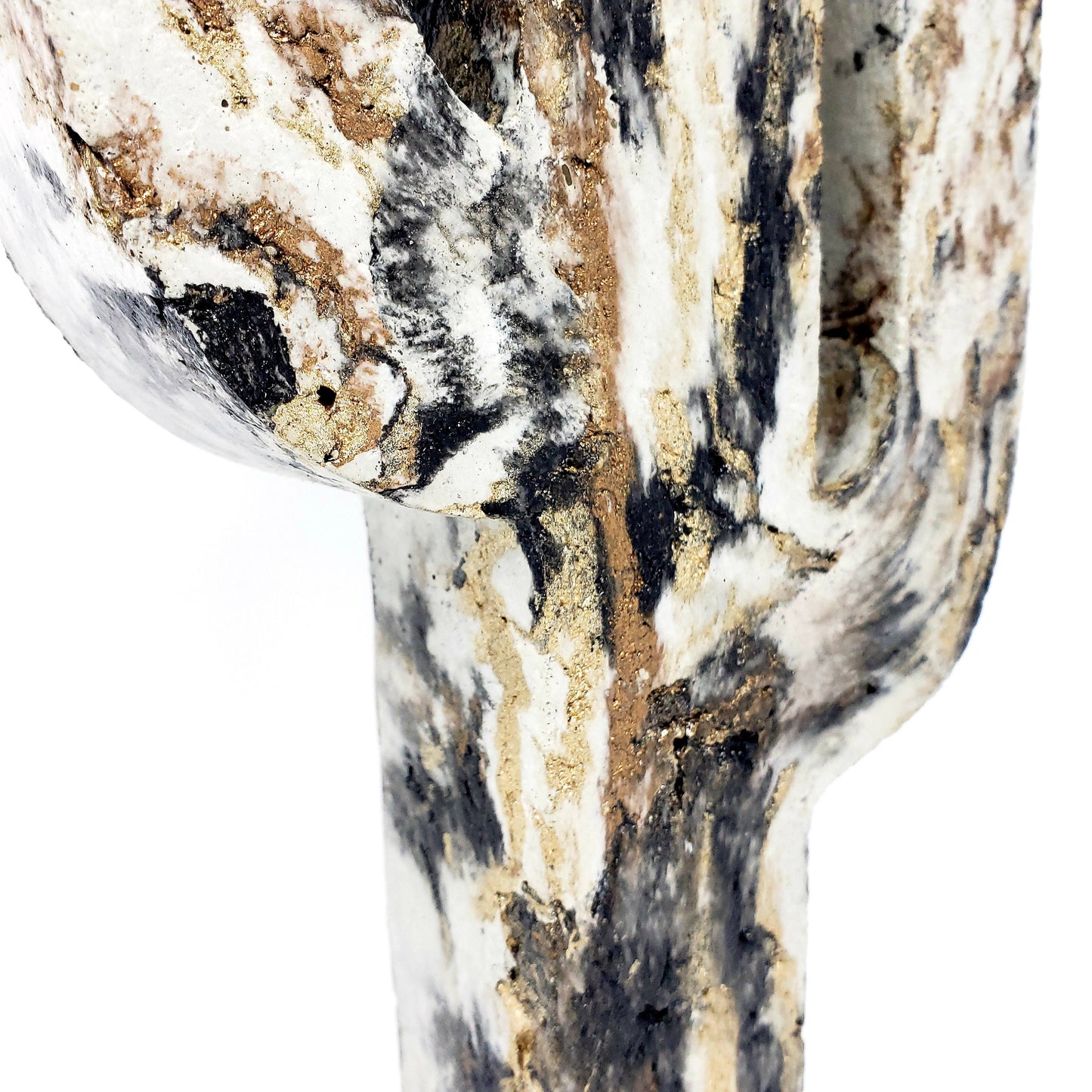 Concrete Cactus Statue - Gold Brown Black - Garden Decor