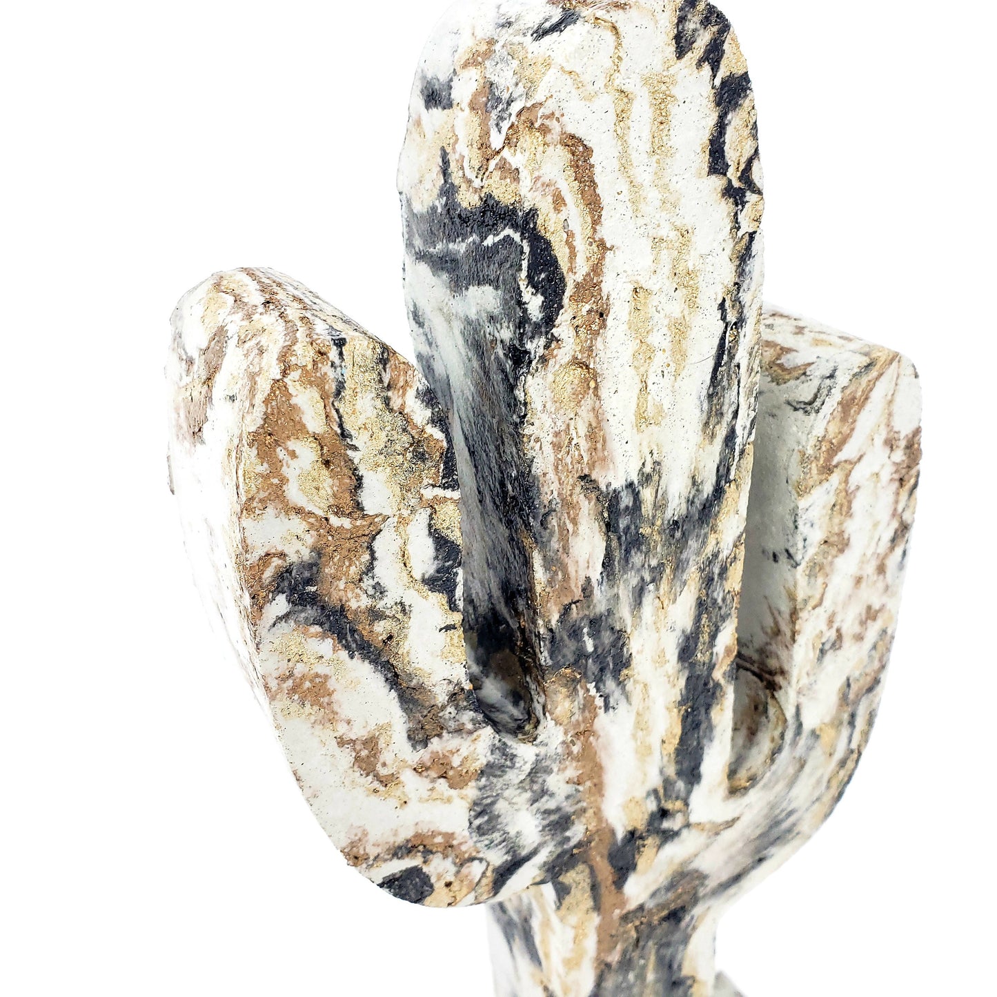 Concrete Cactus Statue - Gold Brown Black - Garden Decor