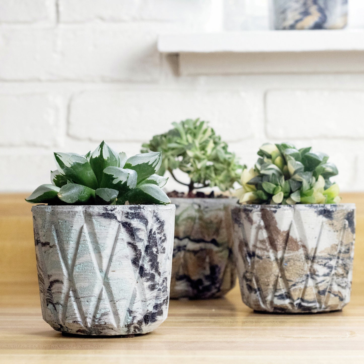 Geometric Lattice Planter from Concrete Multicolor Indoor Outdoor Plant Flower Pot Modern Contemporary Creative Cactus Container Gift