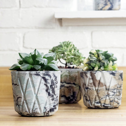 Geometric Lattice Planter from Concrete Multicolor Indoor Outdoor Plant Flower Pot Modern Contemporary Creative Cactus Container Gift