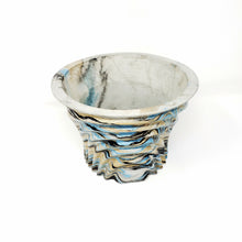 Marbled Concrete Planter Large Waves - Blue Gold and Black Marbling - Indoor/Outdoor Plant Pot