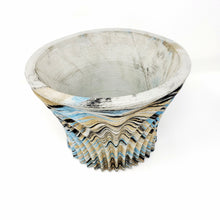 Marbled Concrete Planter Large Waves - Blue Gold and Black Marbling - Indoor/Outdoor Plant Pot